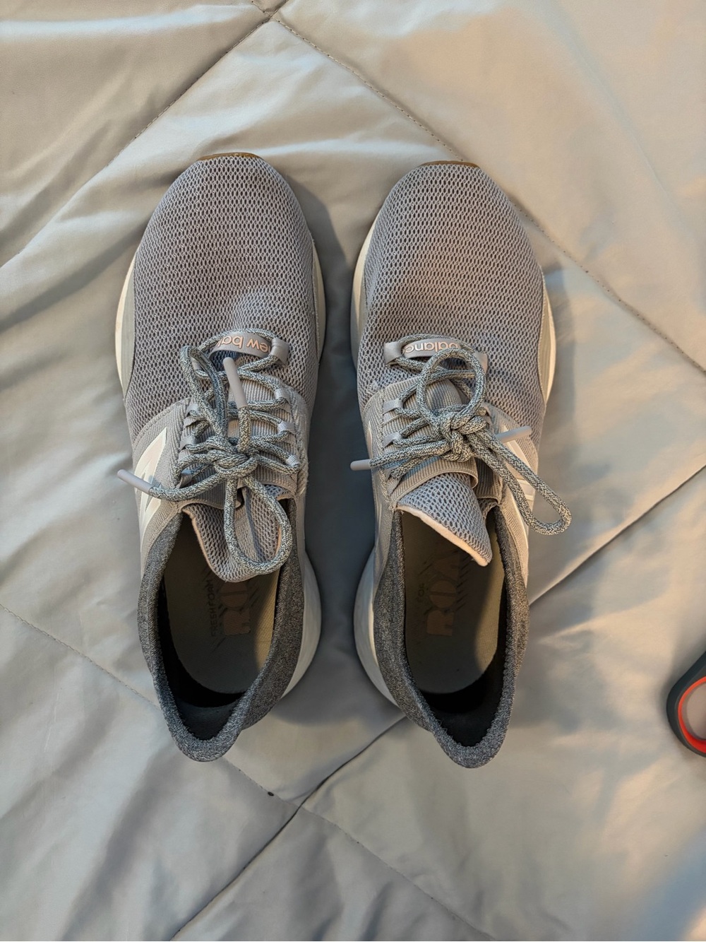 New Balance Light Gray Mesh Athletic Sneakers